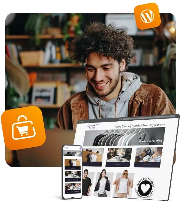 Tienda en línea creada con TiendaMaker, vista en computador y teléfono